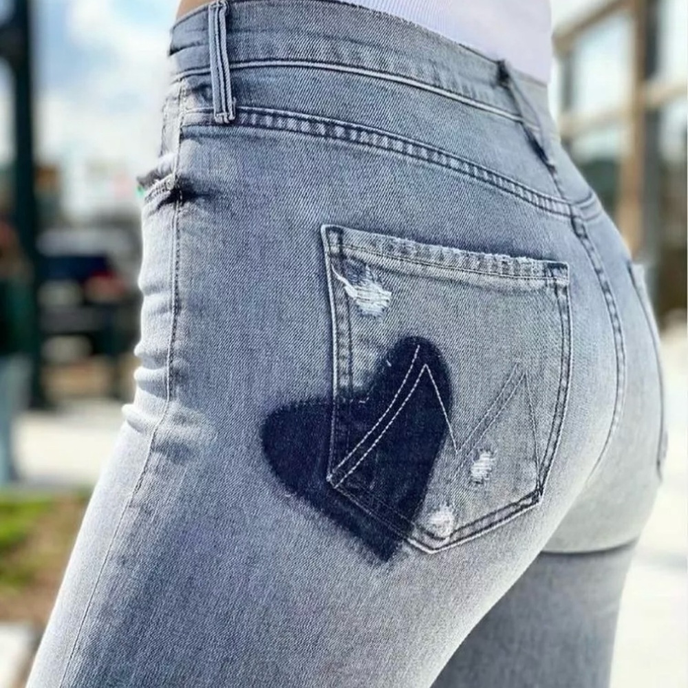 Mother Dazzler Jeans with Heart Detail, Size 27
